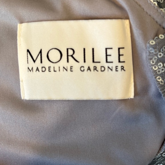 Morilee Madeline Gardner Long V Neck Silver Sequin Gown Maxi Size 18 Plus Size - Picture 5 of 8